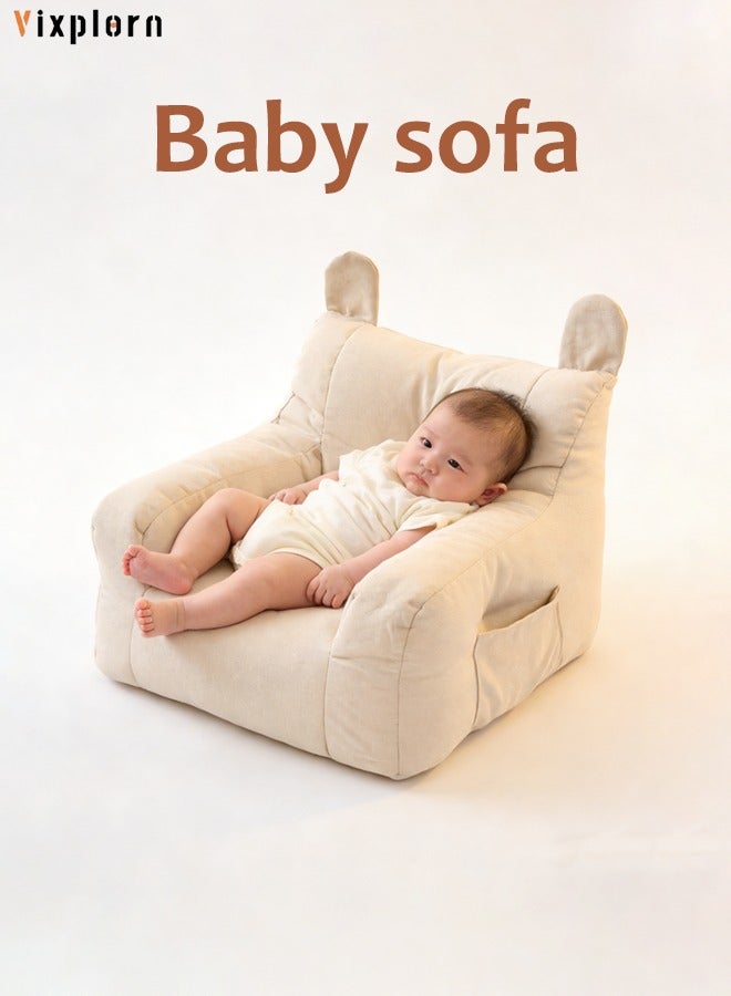 Vixplorn Cute and adorable children's sofas, children's sofas with storage bags, cute single sofas suitable for toddlers, small children's sofas, beanbag sofas, suitable for boys and girls to read, play, and relax, suitable for living rooms, children's rooms, and nurseries. - Image 1
